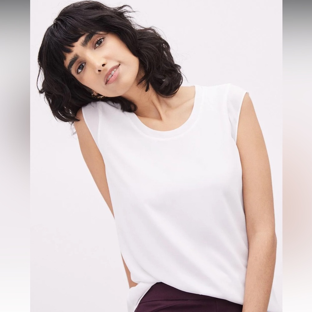 RW&CO Basic Silky Crepe Cap Sleeve Blouse